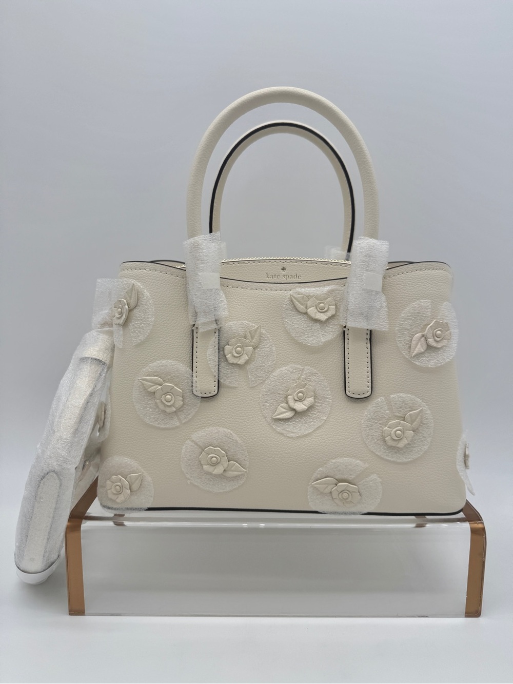 Kate Spade Thompson Street Floral Small Satchel Crossbody Bag Cashew Milk